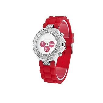 Sanwood Women's Geneva Silicone Jelly Wrist Watch Red  