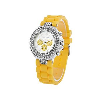 Sanwood Women's Geneva Silicone Jelly Wrist Watch Yellow  