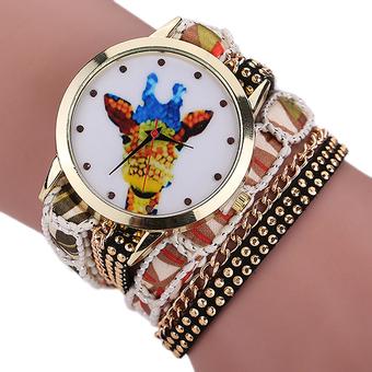 Sanwood Women's Giraffe Multi-layers Mini Beads Bracelet Wrist Watch Type 6  