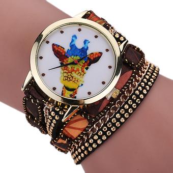 Sanwood Women's Giraffe Multi-layers Mini Beads Bracelet Wrist Watch Type 2  