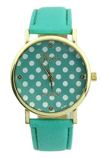 Sanwood Women's Green Leather Strap Watch  