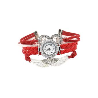 Sanwood Women's Infinity Charm Faux Leather Bracelet Wrist Watch Red (Intl)  