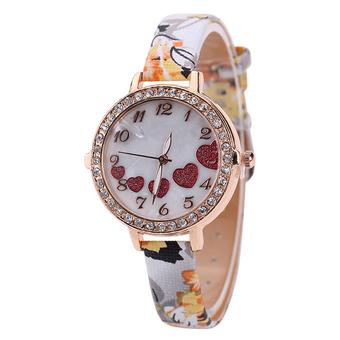 Sanwood Women's Love Heart Dial Floral Band Quartz Wrist Watch Type 5 (Intl)  