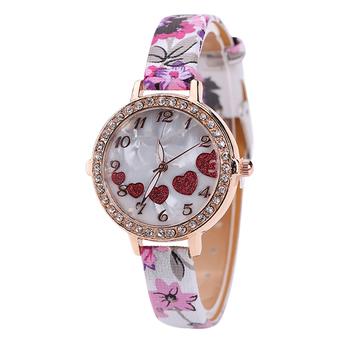 Sanwood Women's Love Heart Dial Floral Band Quartz Wrist Watch Type 3 (Intl)  