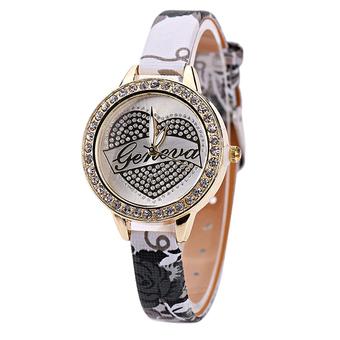 Sanwood Women's Love Heart Dial Flower Band Rhinestone Quartz Watch Type 1 (Intl)  