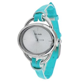 Sanwood Women's Oval Slim Faux Leather Analog Quartz Wrist Watch Sky Blue  