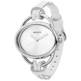 Sanwood Women's Oval Slim Faux Leather Analog Quartz Wrist Watch White  