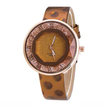 Sanwood Women's Quicksand Roman Faux Leather Quartz Wrist Watch Brown (Intl)  