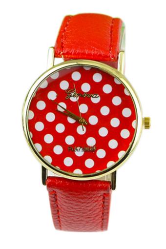 Sanwood Women's Red Leather Strap Watch  