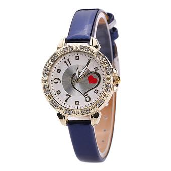 Sanwood Women's Red Love Heart Dial Faux Leather Quartz Watch Sapphire Blue (Intl)  