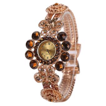 Sanwood Women's Rhinestone Butterfly Quartz Analog Bangle Wrist Watch Brown  