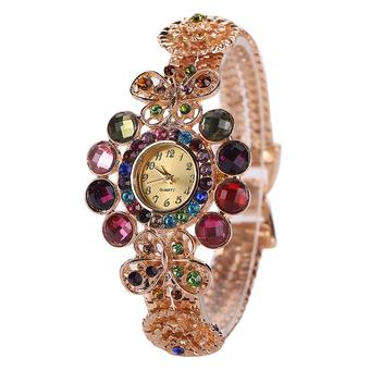 Sanwood Women's Rhinestone Butterfly Quartz Analog Bangle Wrist Watch Multi-Color  