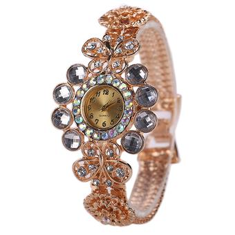 Sanwood Women's Rhinestone Butterfly Quartz Analog Bangle Wrist Watch White  