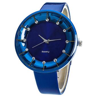 Sanwood Women's Rhinestone Dial Faux Leather Quartz Watch Blue (Intl)  