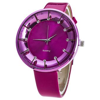 Sanwood Women's Rhinestone Dial Faux Leather Quartz Watch Rose Red (Intl)  