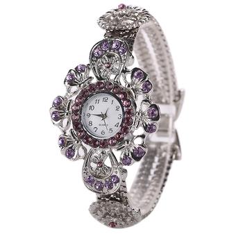 Sanwood Women's Rhinestone Flower Quartz Wrist Watch Purple  