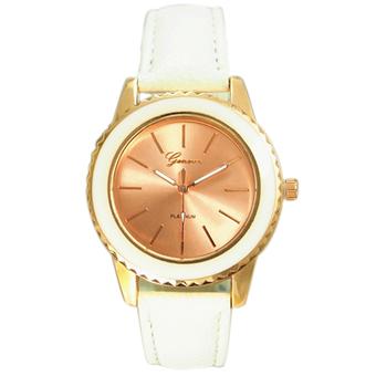 Sanwood Women's Rose Gold Plated Faux Leather Analog Quartz Wrist Watch White  