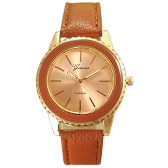 Sanwood Women's Rose Gold Plated Faux Leather Analog Quartz Wrist Watch Brown  