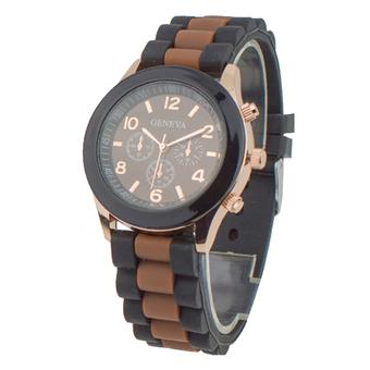 Sanwood Women's Silicone Strap Quartz Sports Wrist Watch Coffee  