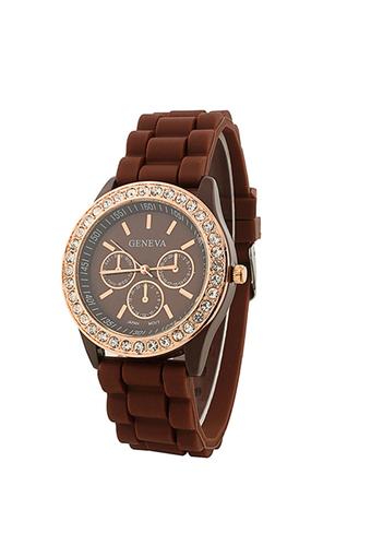 Sanwood Women's Silicone Strap Wrist Watch Coffee  