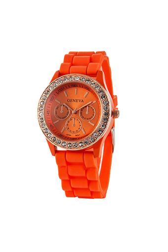 Sanwood Women's Silicone Strap Wrist Watch Orange  