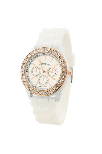 Sanwood Women's Silicone Strap Wrist Watch White  