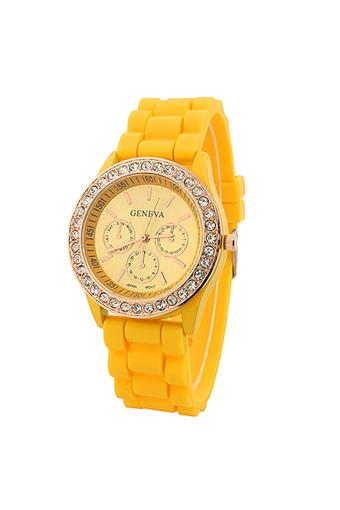 Sanwood Women's Silicone Strap Wrist Watch Yellow  