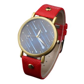 Sanwood Women's Star Faux Leather Band Quartz Watch Red (Intl)  