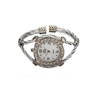 Sanwood Women's Steel Wire Twisted Rope Bracelet Quartz Watch White  