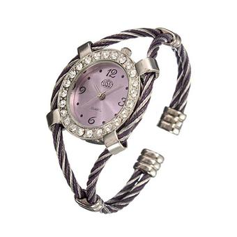 Sanwood Women's Steel Wire Twisted Rope Bracelet Quartz Watch Purple  