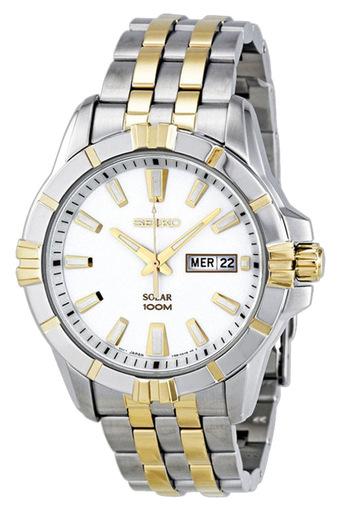 Seiko Solar Jam Tangan Pria - Silver-Gold - Strap Stainless Steel - SNE162P1  