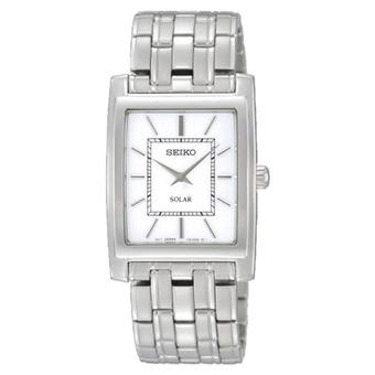 Seiko Solar Jam Tangan Pria - Silver-Gold - Strap Stainless Steel - SUP895  