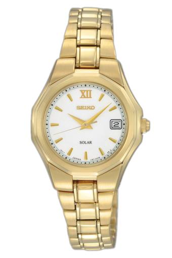 Seiko Solar Jam Tangan Wanita - Gold - Strap Stainless Steel - SUT056P1  