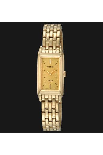 Seiko Solar Jam Tangan Wanita - Silver-Gold - Strap Stainless Steel - SUP030  