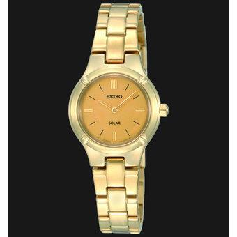 Seiko Solar Jam Tangan Wanita - Silver-Gold - Strap Stainless Steel - SUP068  