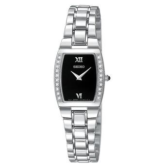 Seiko Womens Diamond Silver Tone SUJE79 Black Stainless-Steel Quartz Watch (Intl)  