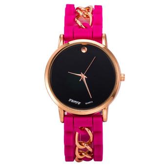 Silicone Simple Numerals Quartz Wrist Watches (Hot Pink)  