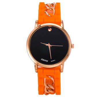 Silicone Simple Numerals Quartz Wrist Watches (Orange)  