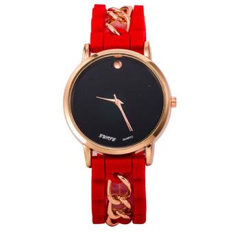 Silicone Simple Numerals Quartz Wrist Watches (Red)  