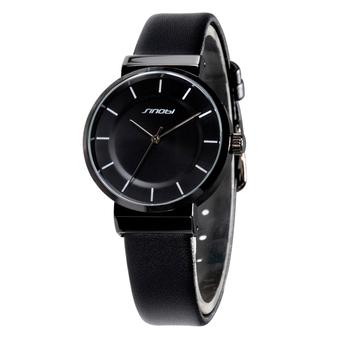 Sinobi Lady Fashion Simple Leather strap Analog Black Dial Quartz Watch S9481  