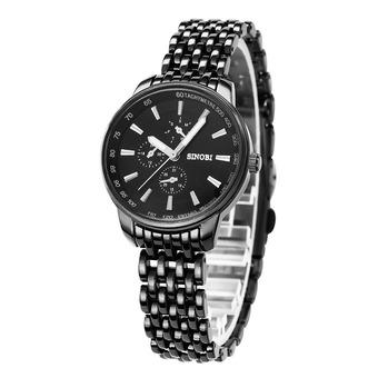 Sinobi S9268 Lady Casual Stainless Steel Band Quartz Wrist Watches Black  