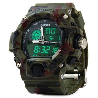 Skmei 1029 Army LED Dual-movt Wristwatch Week Date Stopwatch 5ATM Water Resistant Military Watch for Sports - Intl  