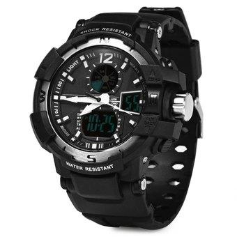 Skmei 1040 Army LED Dual-movt Wristwatch Week Stopwatch 5ATM Water Resistant Military Watch for Sports (Silver) (Intl)  