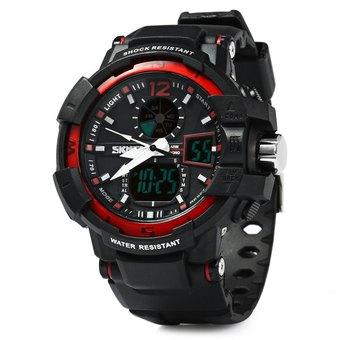 Skmei 1040 Army LED Dual-movt Wristwatch Week Stopwatch 5ATM Water Resistant Military Watch for Sports (Red) (Intl)  