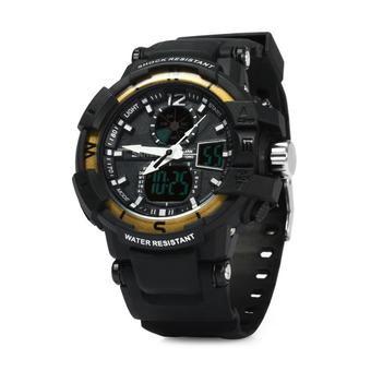 Skmei 1040 Army LED Dual-movt Wristwatch Week Stopwatch 5ATM Water Resistant Military Watch for Sports (Golden + Black) (Intl)  