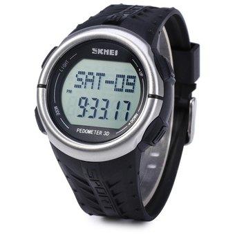 Skmei 1058 Heart Rate Sports LED Watch With Pedometer Function Water Resistance for Men And Women (Black) - Intl  