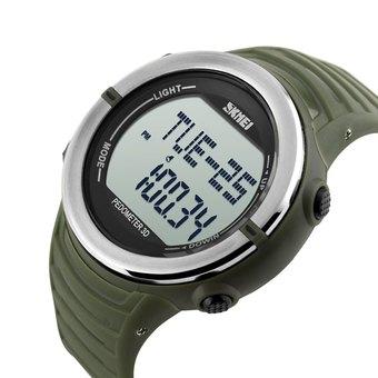 Skmei 1111 Sports Digital Watch with Pedometer Heart Rate Function Water Resistant (Army Green) - Intl  