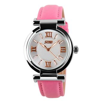 Skmei Female Elgenat Leather Strap Wrist Watch - Pink 9075 (Intl)  