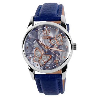 Skmei Female Fashion Waterproof Leather Strap Wrist Watch - Blue 9079 (Intl)  