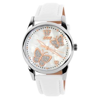 Skmei Female Fashion Waterproof Leather Strap Wrist Watch - White 9079 (Intl)  